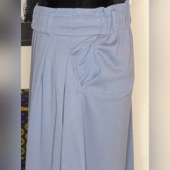Uniqlo Blue Maxi A-Line Flowy Pants with added D-ring Belt - Picture 5 of 7